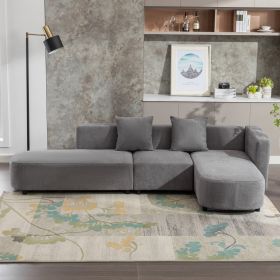 Opulent Circle Sectional Sofa (Color: Gray)